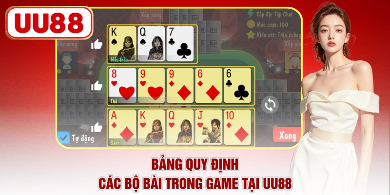 Bảng quy định các bộ bài trong game tại UU88